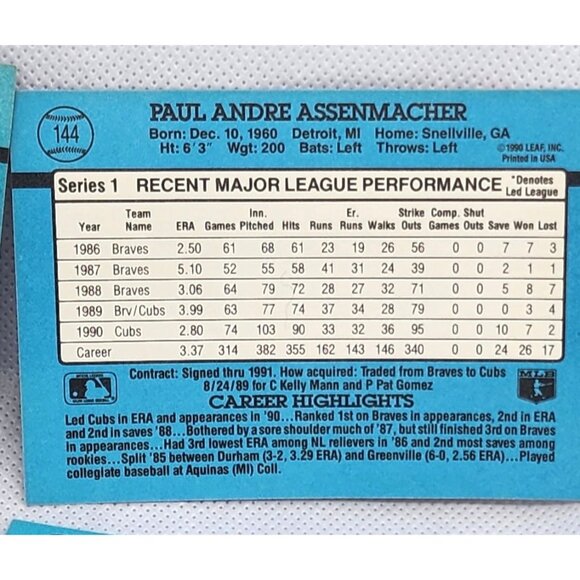 1990 Leaf Inc. Cubs Collectible Vintage Series 1 Trading Card Bundle - Picture 8 of 10